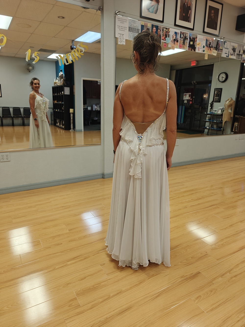 White Ballroom Dress with Crystal Accents
